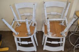 SET OF FOUR OVER PAINTED DINING CHAIRS