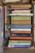 BOX OF MIXED BOOKS - ELEPHANT BOY, BLOOMSBURY NEEDLEPOINT, ENGLISH WATERCOLOURS ETC