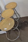 THREE MODERN CHROMIUM KITCHEN STOOLS (A/F)