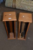 TWO PINE CD RACKS, 69CM HIGH