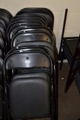 THIRTEEN FOLDABLE BLACK METAL CHAIRS