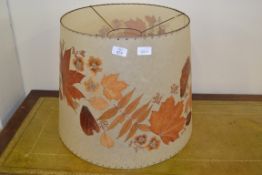 LAMP SHADE WITH APPLIED LEAF AND FLORAL DECORATION