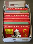 BOX OF MIXED BOOKS - GIRL GUIDE ANNUALS, SET OF PLACE MATS ETC