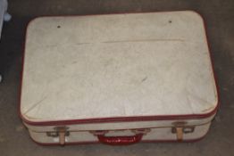 PYTHON SUITCASE IN CREAM AND RED, 56CM WIDE