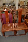 PAIR OF ORIENTAL TYPE STAINED CHAIRS