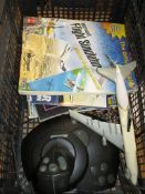 BOX CONTAINING A MICROSOFT JOYSTICK TOGETHER WITH MICROSOFT FLIGHT SIMULATOR HANDBOOKS