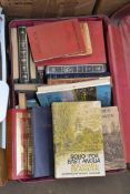 SUITCASE CONTAINING MIXED BOOKS - SOHO FOR EAST ANGLIA, MY FAVOURITE COUNTRY STORIES, THE MERCHANT