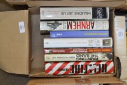 BOX OF MIXED BOOKS - PAINTING THE SAND, CHURCHILL'S DESERT RATS, A BRIEF HISTORY OF THE ROYAL AIR