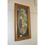 FRAMED PRINT OF A LADY WITH SHEEP