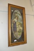 FRAMED PRINT OF A LADY WITH SHEEP