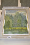 FRAMED OIL ON CANVAS OF A WOODLAND SCENE