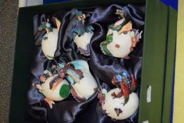 BOX CONTAINING EGG SHELLS WITH DRAGONS EMERGING