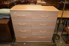 MODERN BEECH EFFECT WIDE CHEST OF DRAWERS, WIDTH APPROX 102CM