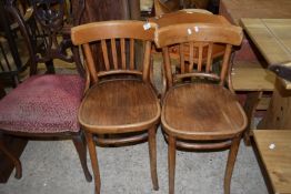 PAIR OF SMALL BENTWOOD CHAIRS, EACH APPROX 38CM MAX WIDTH