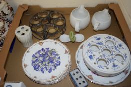 TRAY CONTAINING CERAMIC ITEMS INCLUDING SOME ROYAL ALBERT COLLECTORS PLATES