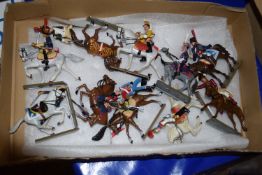 BOX CONTAINING METAL SOLDIERS ON HORSEBACK