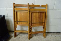 PAIR OF VINTAGE FOLDING WOODEN CHAIRS, EACH WIDTH APPROX 46CM