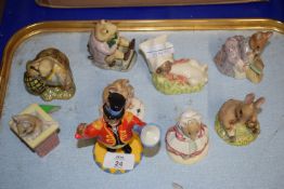 TRAY CONTAINING ANIMAL FIGURES, ROYAL ALBERT BEATRIX POTTER MODELS, INCLUDING "BENJAMIN WAKES UP"