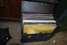 BOX CONTAINING LPS, MAINLY POP MUSIC, SHADOWS, NAT KING COLE ETC