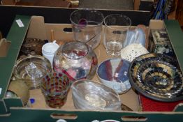 TRAY CONTAINING GLASS WARES, BOWLS ETC