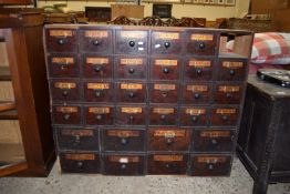 MULTI-DRAWER PHARMACISTS CABINET COMPRISING TWO ROWS OF FOUR DRAWERS, SURMOUNTED BY FOUR ROWS OF SIX