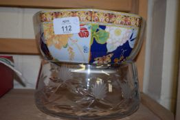 SPODE OCTAGONAL BOWL IN THE JAVA PATTERN TOGETHER WITH A FURTHER CUT GLASS BOWL