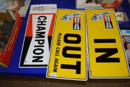 THREE TIN ADVERTISING SIGNS FOR CHAMPION