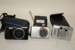 THREE CAMERAS TO INCLUDE A CANON IXUS 50 5MGPXL CAMERA TOGETHER WITH A CANON IXUS L-1 CAMERA AND A