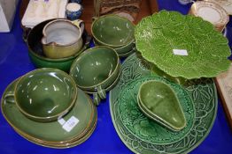 IKEA GREEN GLAZED DINNER WARES, BOWLS ETC