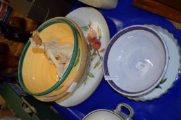 ONE LARGE KITCHEN MIXING BOWL AND OTHER SERVING DISHES, ROYAL WORCESTER EVESHAM PATTERN PIE DISH