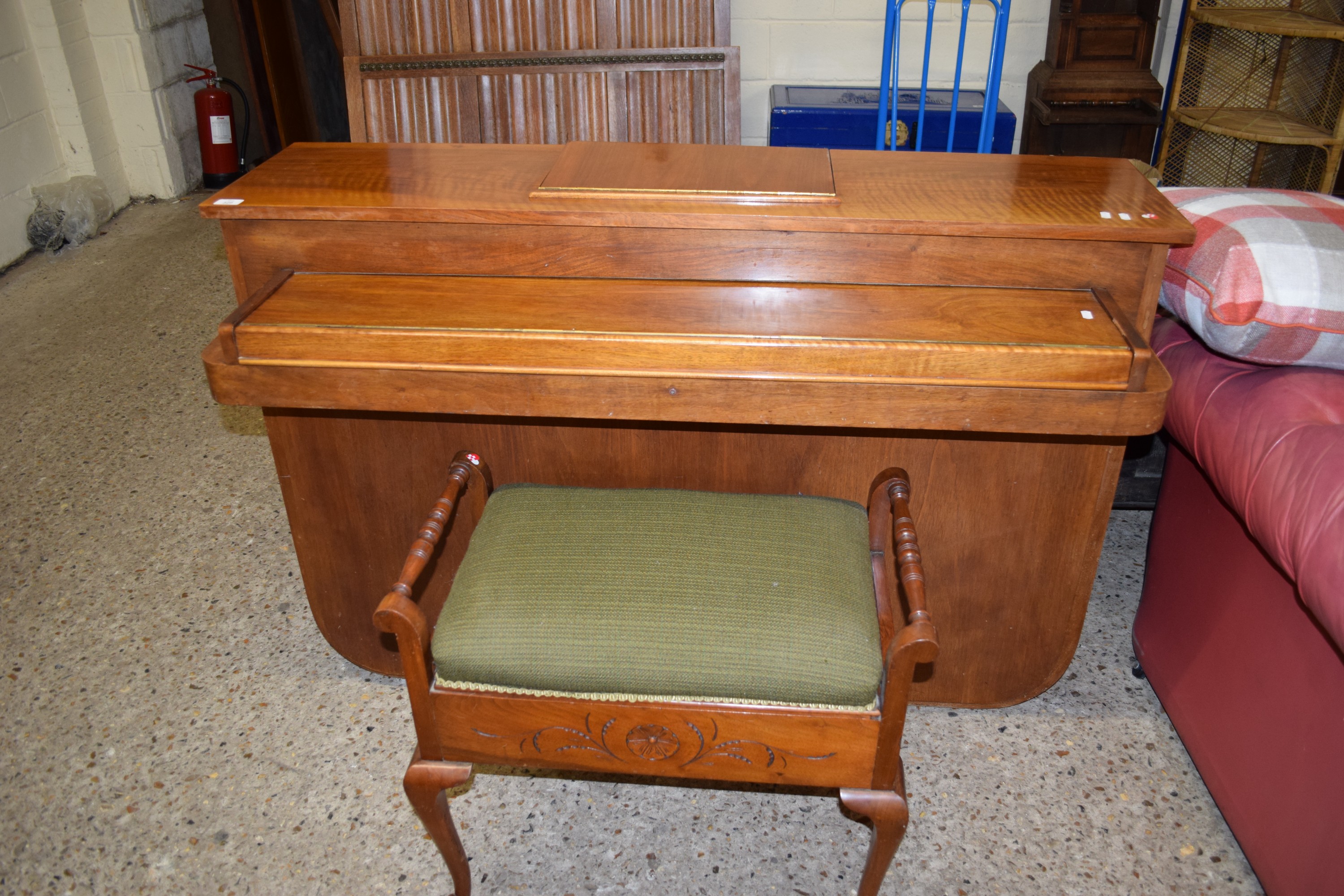 CIRCA 1930S COMPACT PIANO IN ART DECO STYLE CASE, INDISTINCT MAKERS/RETAILERS NAME, WIDTH APPROX - Image 3 of 3