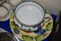 LARGE DISH DECORATED WITH FRUIT AND A BOOTH'S CHAMBER POT