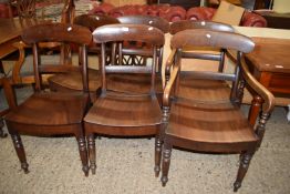 SET OF SIX BAR BACK MAHOGANY DINING CHAIRS, EACH HEIGHT APPROX 89CM