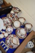 MASON'S IRONSTONE PART TEA SET INCLUDING CUPS, SAUCERS, SIDE PLATES, TOAST RACK, EGG CUPS ETC