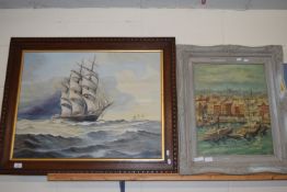 OIL PAINTING OF A SAILING SHIP SIGNED STINECKERT, TOGETHER WITH A OIL OF STEAMSHIPS