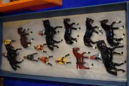 BOX CONTAINING METAL TOY SOLDIERS, MAINLY HOUSEHOLD CAVALRY ON HORSES