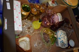 BOX CONTAINING MAINLY GLASS ITEMS, VASES, SOME CERAMICS