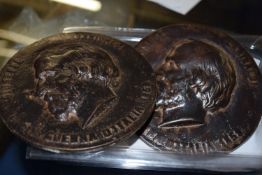 TWO METAL MEDALLIONS COMMEMORATING GUISEPPE GARIBALDI