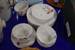 DINNER WARES IN PYREX WITH FLORAL DESIGN