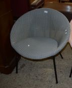 1950S/1960S LLOYD LOOM (LABELLED) METAL FRAMED EASY CHAIR