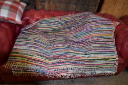 MULTI-COLOURED FABRIC RUG, APPROX 134 X 200CM