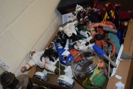 BOX CONTAINING PLASTIC TOYS INCLUDING SOME ACTION MAN ETC