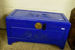 ORIENTAL CARVED CHEST, LATER PAINTED, LENGTH APPROX 88CM