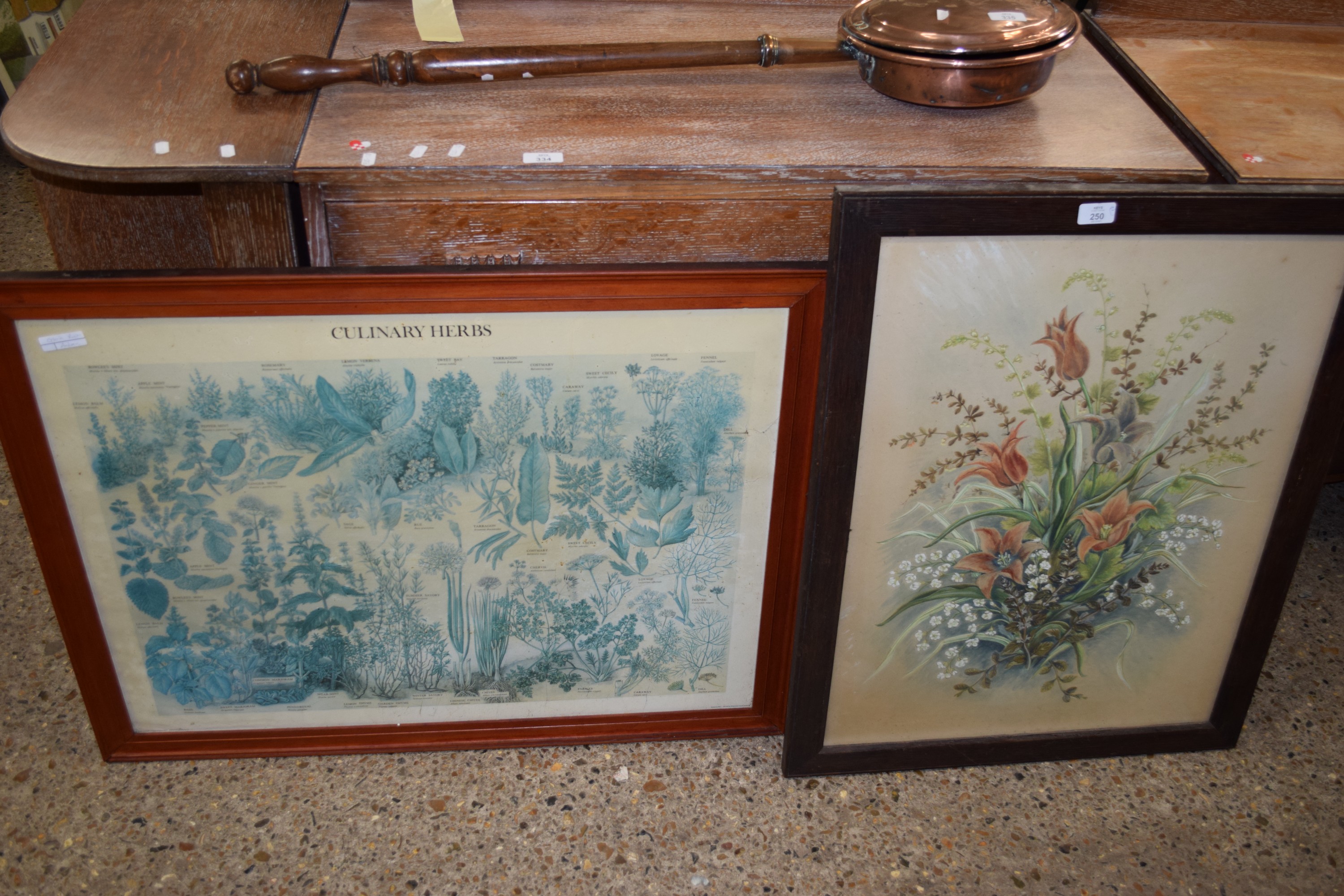 PRINTS OF HERBS AND FLOWERS IN WOODEN FRAMES