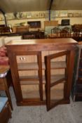 LOW MAHOGANY GLAZED BOOKCASE, WIDTH APPROX 88CM