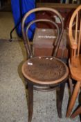 SMALL BENTWOOD CHAIR WITH DECORATIVE CIRCULAR SEAT, HEIGHT APPROX 89CM