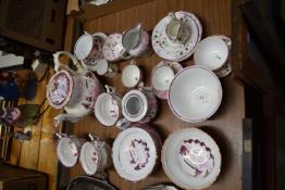19TH CENTURY LUSTRE WARE TEA SET COMPRISING CUPS, SAUCERS, TEA POT, SUGAR BOWL ETC