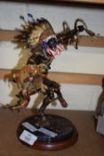 FRANKLIN MINT SPIRIT OF THE THUNDERBIRD AND WILD WEST MODEL OF A NATIVE AMERICAN