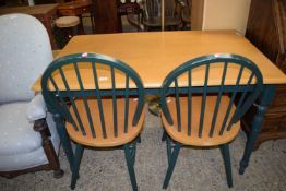 MODERN KITCHEN TABLE TOGETHER WITH TWO MATCHING CHAIRS, APPROX 74 X 119CM