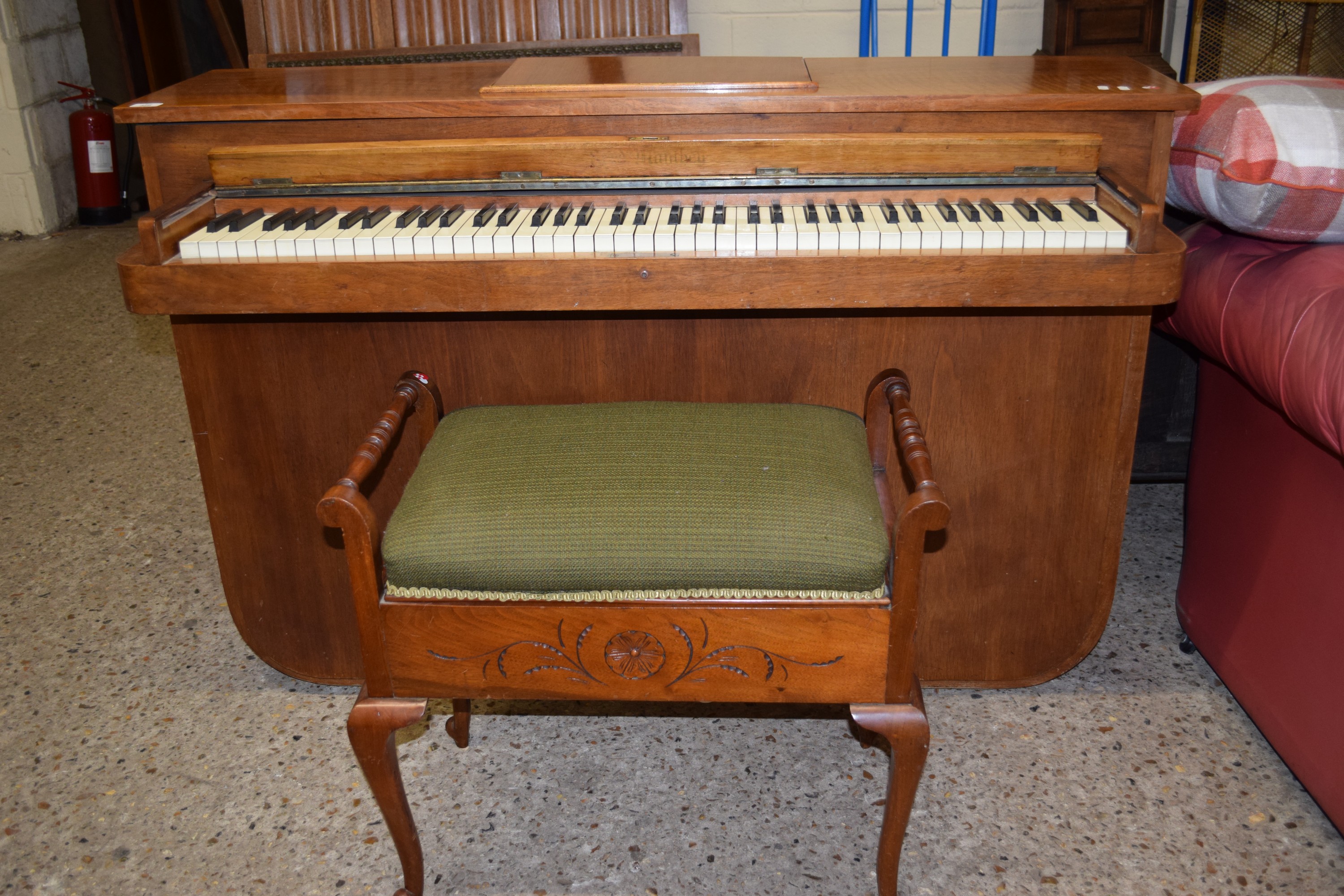 CIRCA 1930S COMPACT PIANO IN ART DECO STYLE CASE, INDISTINCT MAKERS/RETAILERS NAME, WIDTH APPROX